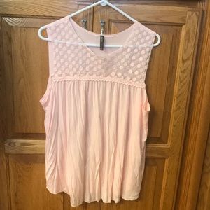 soft pink with Delicate pink lace on the neck